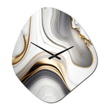 Abstract Geode Marble Waves Grey I - Asymmetric Metal Wall Clock