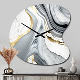 Abstract Geode Marble Waves Grey II - Asymmetric Metal Wall Clock