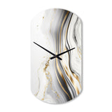 Abstract Geode Marble Waves Grey III - Asymmetric Metal Wall Clock