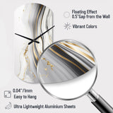 Abstract Geode Marble Waves Grey III - Asymmetric Metal Wall Clock