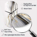 Abstract Geode Marble Waves Grey III - Asymmetric Metal Wall Clock