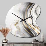 Abstract Geode Marble Waves Grey III - Asymmetric Metal Wall Clock