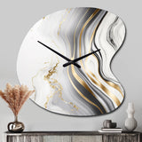 Abstract Geode Marble Waves Grey III - Asymmetric Metal Wall Clock