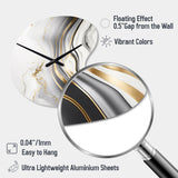 Abstract Geode Marble Waves Grey III - Asymmetric Metal Wall Clock