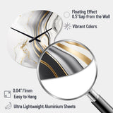 Abstract Geode Marble Waves Grey III - Asymmetric Metal Wall Clock