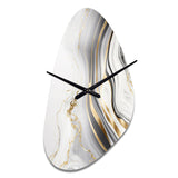 Abstract Geode Marble Waves Grey III - Asymmetric Metal Wall Clock
