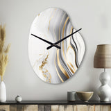 Abstract Geode Marble Waves Grey III - Asymmetric Metal Wall Clock
