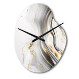 Abstract Geode Marble Waves Grey III - Asymmetric Metal Wall Clock
