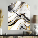 Abstract Geode Marble Waves Grey IV - Asymmetric Metal Wall Clock