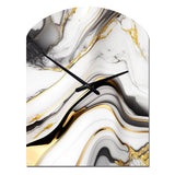 Abstract Geode Marble Waves Grey IV - Asymmetric Metal Wall Clock