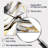 Abstract Geode Marble Waves Grey IV - Asymmetric Metal Wall Clock