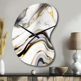 Abstract Geode Marble Waves Grey IV - Asymmetric Metal Wall Clock
