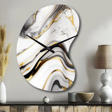 Abstract Geode Marble Waves Grey IV - Asymmetric Metal Wall Clock