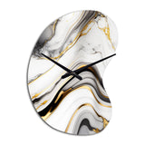 Abstract Geode Marble Waves Grey IV - Asymmetric Metal Wall Clock