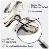 Abstract Geode Marble Waves Grey IV - Asymmetric Metal Wall Clock