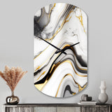 Abstract Geode Marble Waves Grey IV - Asymmetric Metal Wall Clock