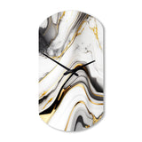 Abstract Geode Marble Waves Grey IV - Asymmetric Metal Wall Clock