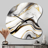 Abstract Geode Marble Waves Grey IV - Asymmetric Metal Wall Clock
