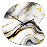 Abstract Geode Marble Waves Grey IV - Asymmetric Metal Wall Clock