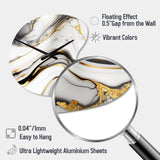 Abstract Geode Marble Waves Grey IV - Asymmetric Metal Wall Clock