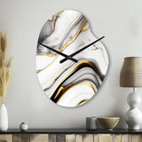 Abstract Geode Marble Waves Grey IV - Asymmetric Metal Wall Clock