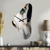 Abstract Geode Gold And Green Marble I - Asymmetric Metal Wall Clock