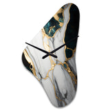 Abstract Geode Gold And Green Marble I - Asymmetric Metal Wall Clock