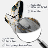 Abstract Geode Gold And Green Marble I - Asymmetric Metal Wall Clock