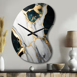 Abstract Geode Gold And Green Marble I - Asymmetric Metal Wall Clock