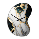 Abstract Geode Gold And Green Marble I - Asymmetric Metal Wall Clock