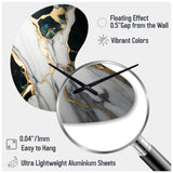 Abstract Geode Gold And Green Marble I - Asymmetric Metal Wall Clock