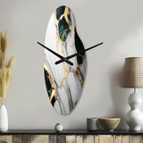 Abstract Geode Gold And Green Marble I - Asymmetric Metal Wall Clock