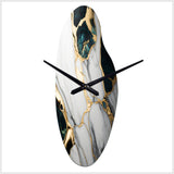 Abstract Geode Gold And Green Marble I - Asymmetric Metal Wall Clock
