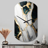 Abstract Geode Gold And Green Marble I - Asymmetric Metal Wall Clock