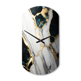 Abstract Geode Gold And Green Marble I - Asymmetric Metal Wall Clock