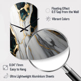 Abstract Geode Gold And Green Marble I - Asymmetric Metal Wall Clock