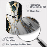 Abstract Geode Gold And Green Marble I - Asymmetric Metal Wall Clock