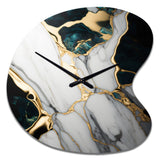 Abstract Geode Gold And Green Marble I - Asymmetric Metal Wall Clock