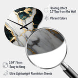 Abstract Geode Gold And Green Marble I - Asymmetric Metal Wall Clock