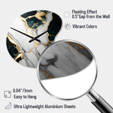 Abstract Geode Gold And Green Marble I - Asymmetric Metal Wall Clock