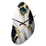 Abstract Geode Gold And Green Marble I - Asymmetric Metal Wall Clock