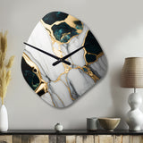 Abstract Geode Gold And Green Marble I - Asymmetric Metal Wall Clock