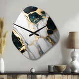 Abstract Geode Gold And Green Marble I - Asymmetric Metal Wall Clock