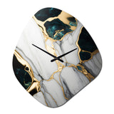 Abstract Geode Gold And Green Marble I - Asymmetric Metal Wall Clock
