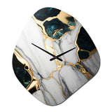 Abstract Geode Gold And Green Marble I - Asymmetric Metal Wall Clock