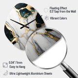 Abstract Geode Gold And Green Marble I - Asymmetric Metal Wall Clock