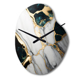 Abstract Geode Gold And Green Marble I - Asymmetric Metal Wall Clock
