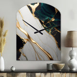 Abstract Geode Gold And Green Marble II - Asymmetric Metal Wall Clock