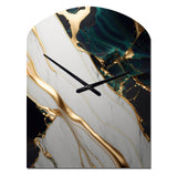 Abstract Geode Gold And Green Marble II - Asymmetric Metal Wall Clock