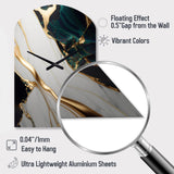 Abstract Geode Gold And Green Marble II - Asymmetric Metal Wall Clock